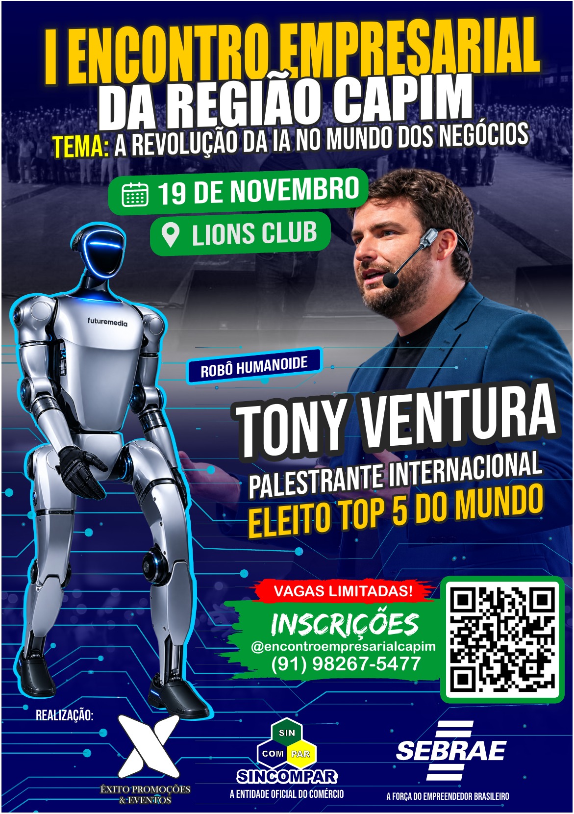 Banner do I Encontro Empresarial da Região Capim com o palestrante Tony Ventura